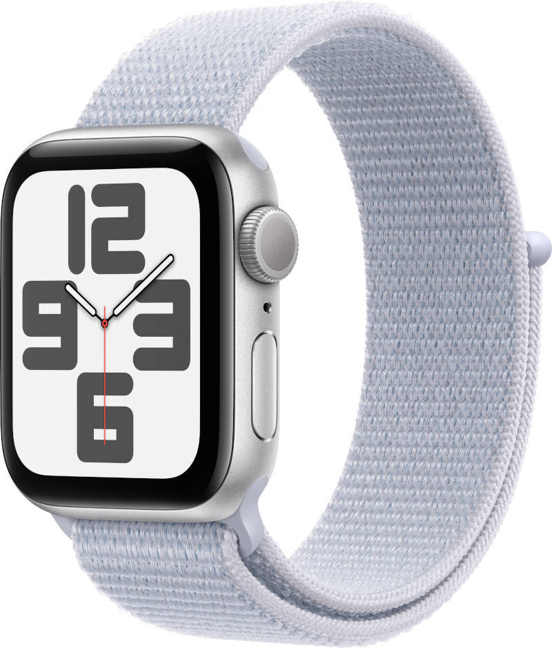 Apple Watch SE GPS 40mm Silver Aluminium Case with Blue Cloud Sport Loop - One Size