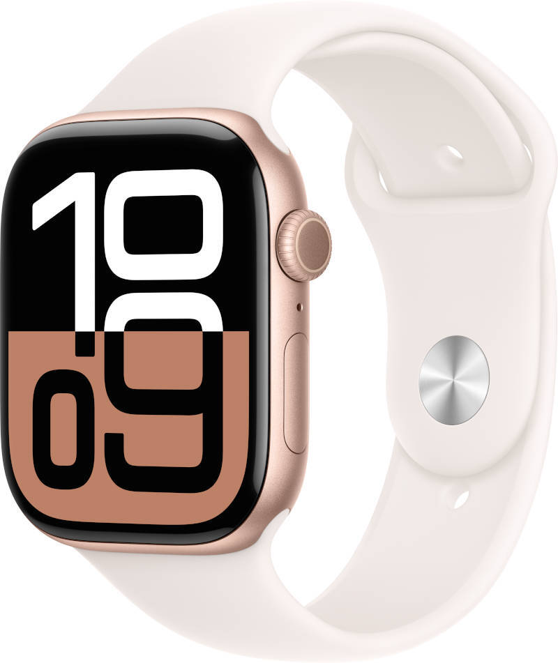 Apple Watch Series 10 GPS 46mm Rose Gold Aluminium Case with Light Blush Sport Band - M/L