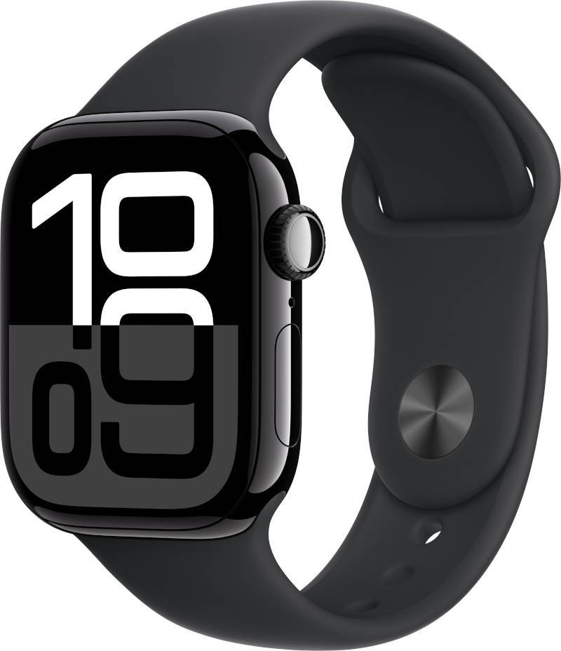 Apple Watch Series 10 GPS 46mm Jet Black Aluminium Case with Black Sport Band - M/L