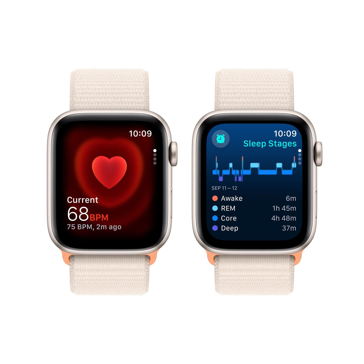 Apple Watch SE - 44mm - Starlight with Starlight Sport Loop