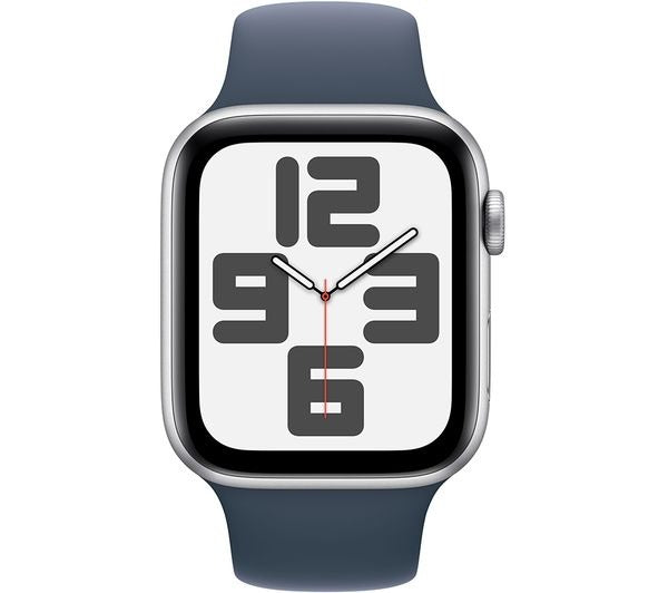 Apple Watch SE - 44mm - Silver with Storm Blue Sport Band (S/M)