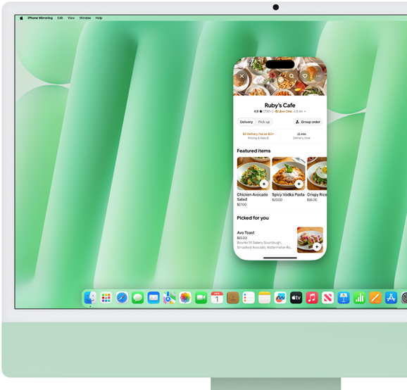 With iPhone Mirroring, move files, order takeaway and more, all on your Mac