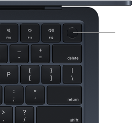 Touch ID sensor located in top-right corner of MacBook Air keyboard