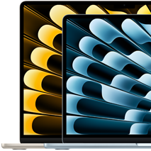 Two MacBook Air laptops demonstrating relative size of displays: 13.6 inches and 15.3 inches, measured diagonally