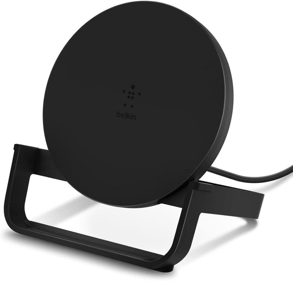 BOOST CHARGE™ Qi 10w wireless Charging Stand w PSU (UK Power Supply Included), Black