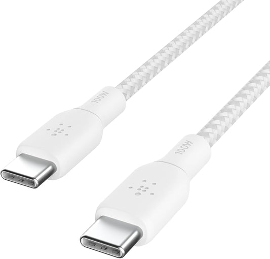 BOOST CHARGE™ USB-C to USB-C 2.0 Braided , 2M, White, (2pk)