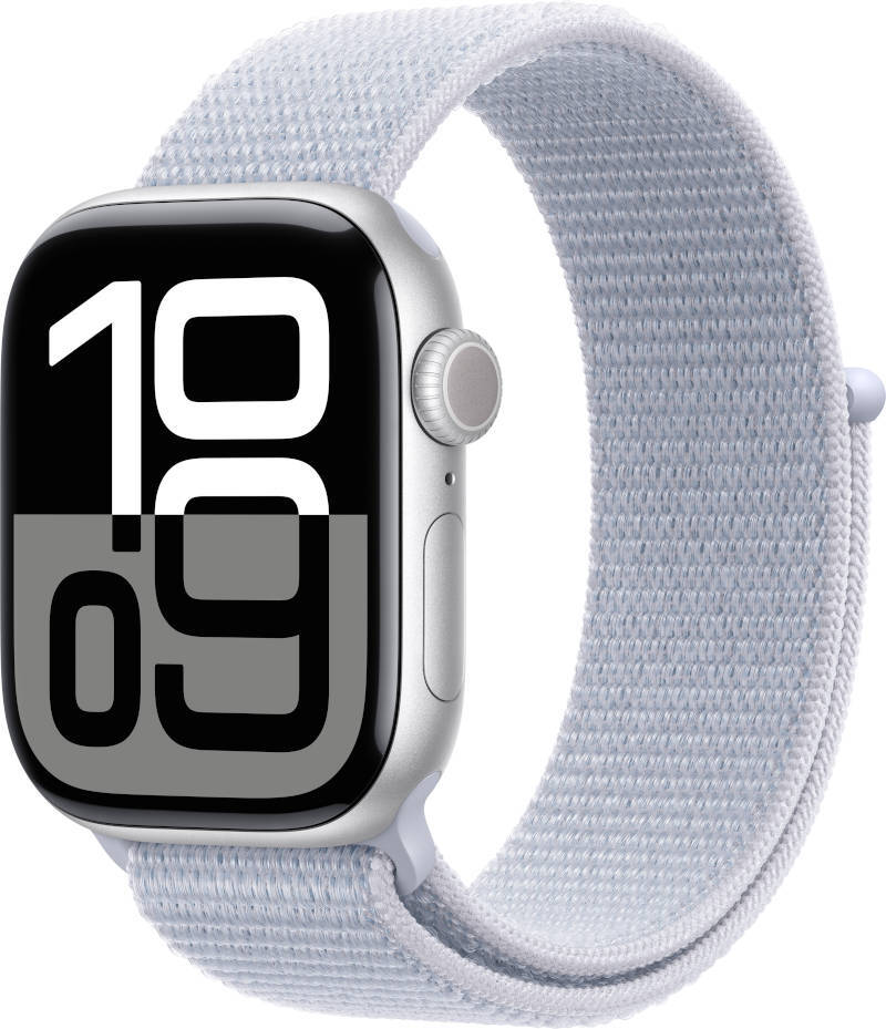 Apple Watch Series 10 - 46mm - Silver Aluminium Case with Blue Cloud Sport Loop
