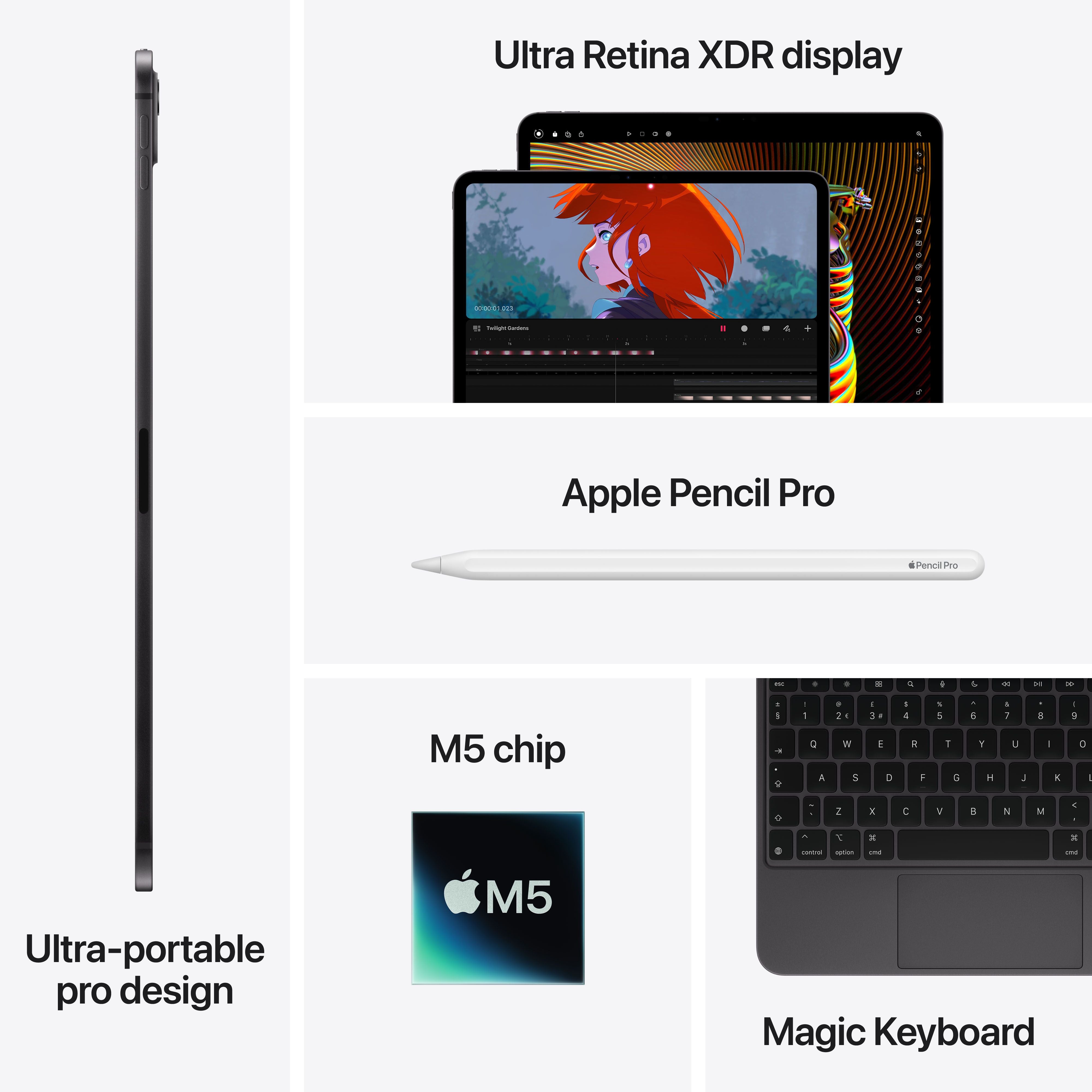 内容変更ipad pro 、Magickeyboard 、ApplePencil 13-inch iPad Pro Wi-Fi 256GB Standard Glass - Space Black (M5